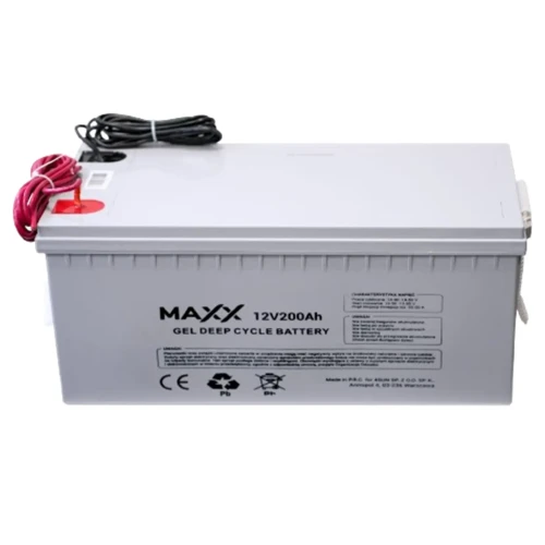Akumulator żelowy 200Ah 12V MAXX z kablem 6mm, 2,5m